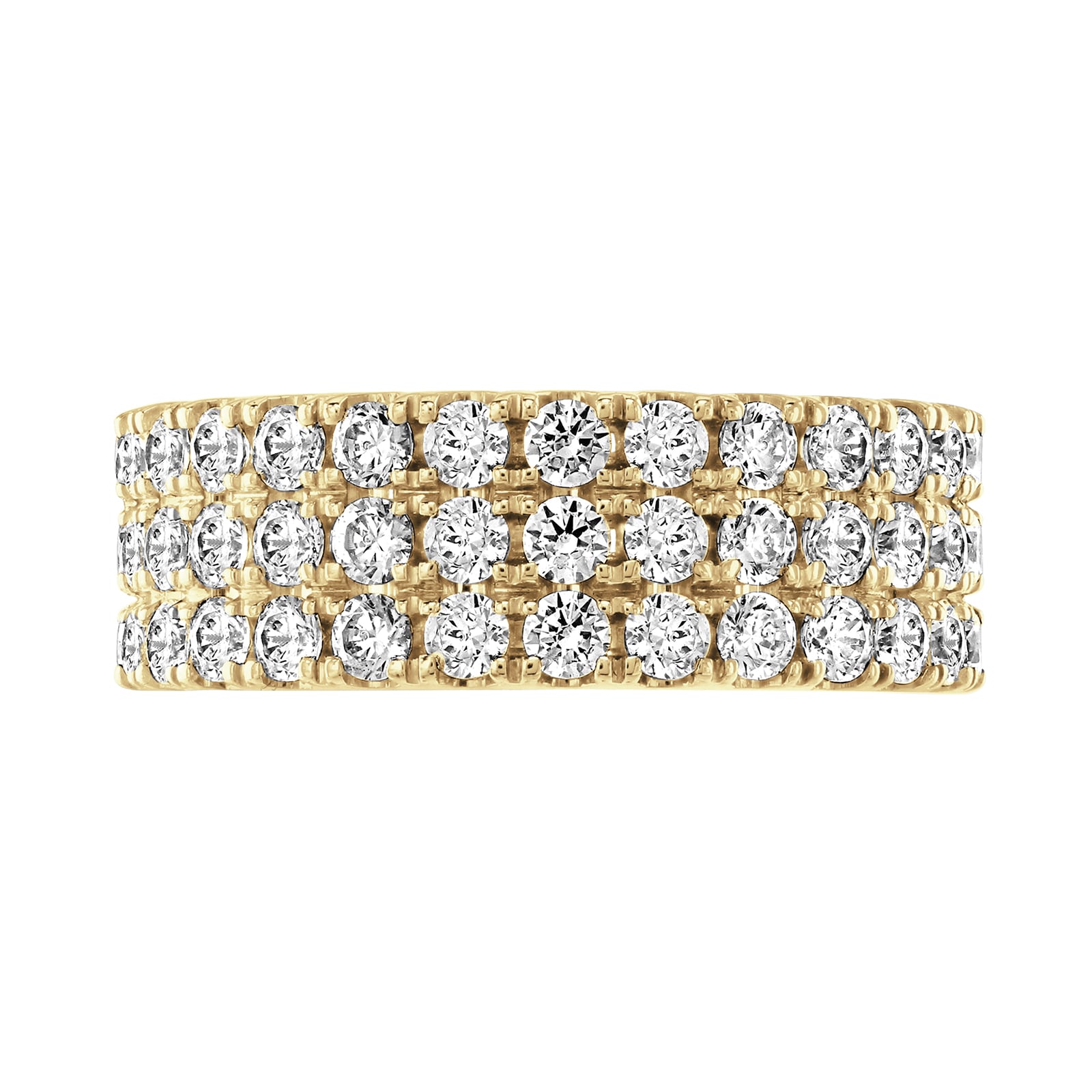 Goldsmiths 9ct Yellow Gold 3.00cttw Triple Row Claw Set Diamond Full Eternity Ring