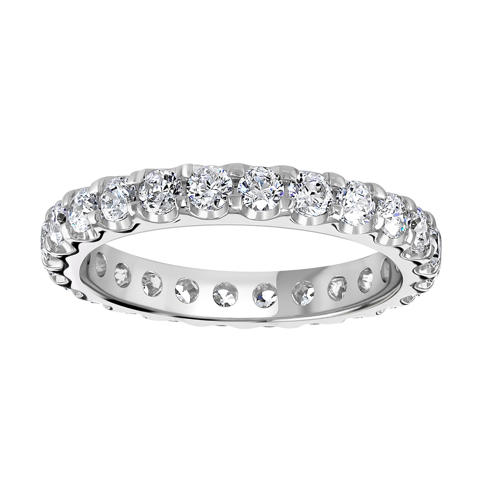 18ct White Gold 1.50cttw Brilliant Cut Claw Set Diamond Full Eternity Ring - Ring Size M