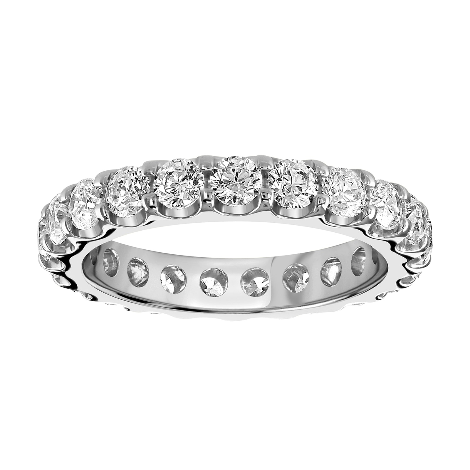 18ct White Gold 2.00cttw Brilliant Cut Claw Set Diamond Full Eternity Ring - Ring Size R