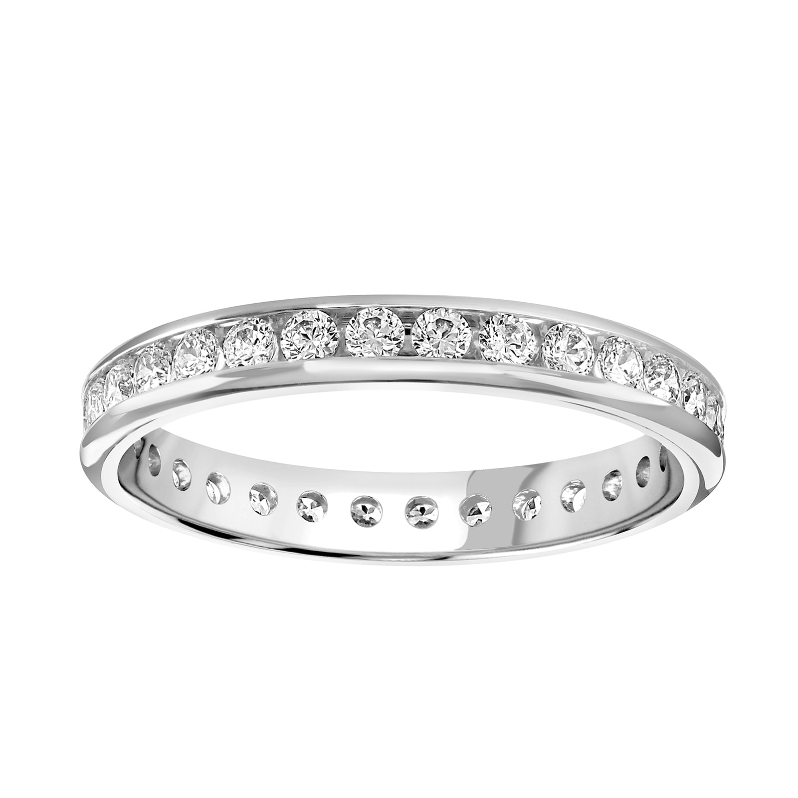 18ct White Gold 0.50cttw Brilliant Cut Channel Set Diamond Full Eternity Ring - Ring Size L