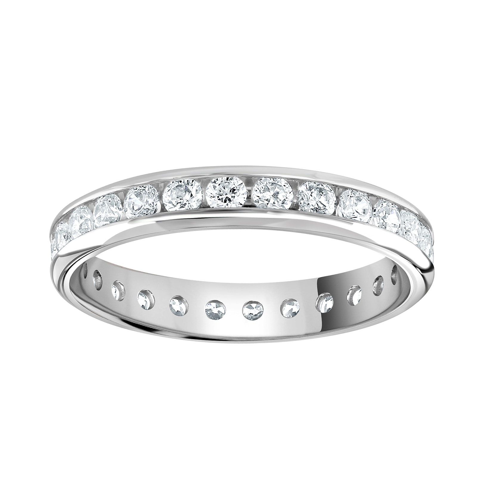 18ct White Gold 1.00cttw Brilliant Cut Channel Set Diamond Full Eternity Ring - Ring Size O