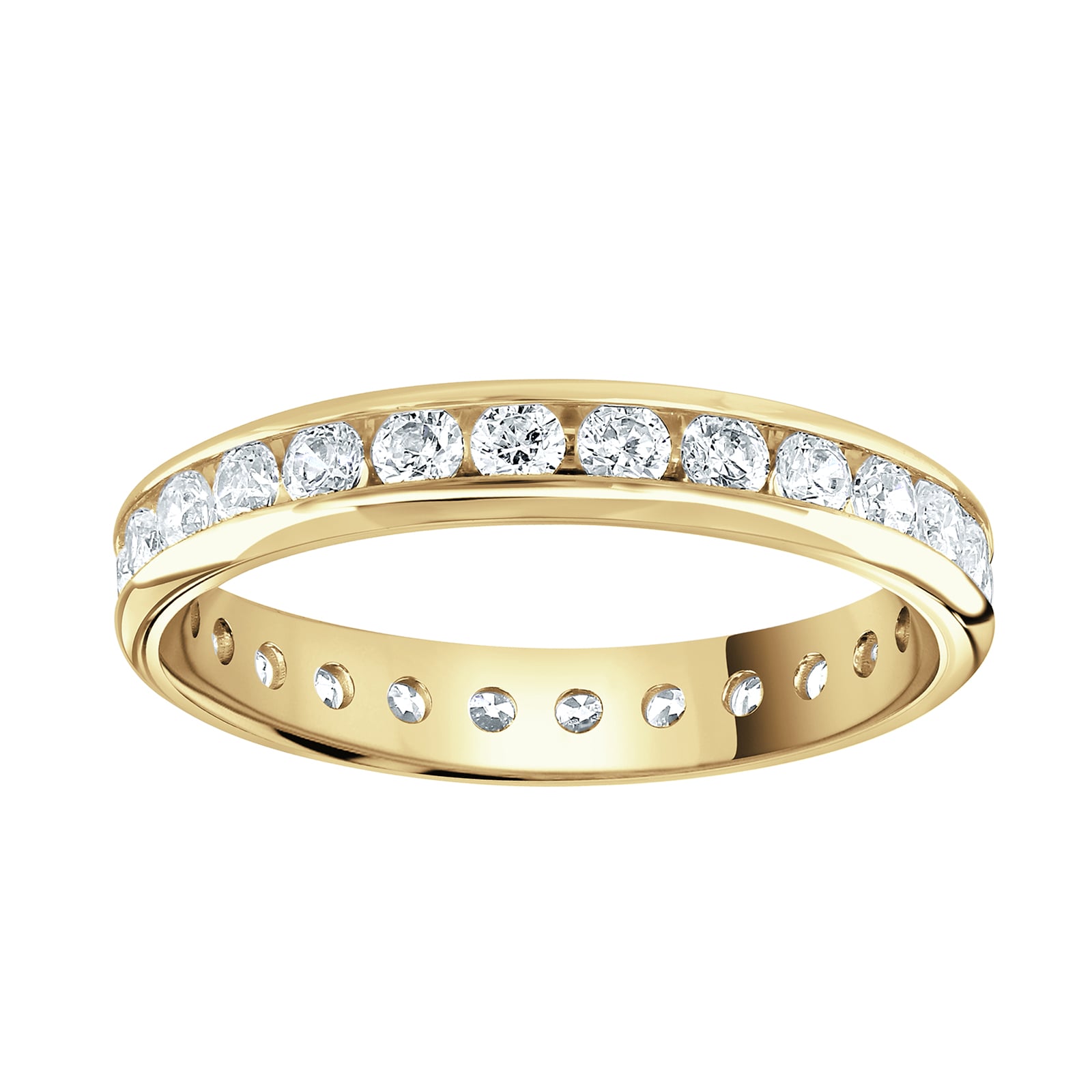 Goldsmiths 18ct Yellow Gold 1.00cttw Brilliant Cut Channel Set Diamond Full Eternity Ring Goldsmiths 18ct Yellow Gold 1.00cttw Brilliant Cut Channel Set Diamond Full Eternity Ring