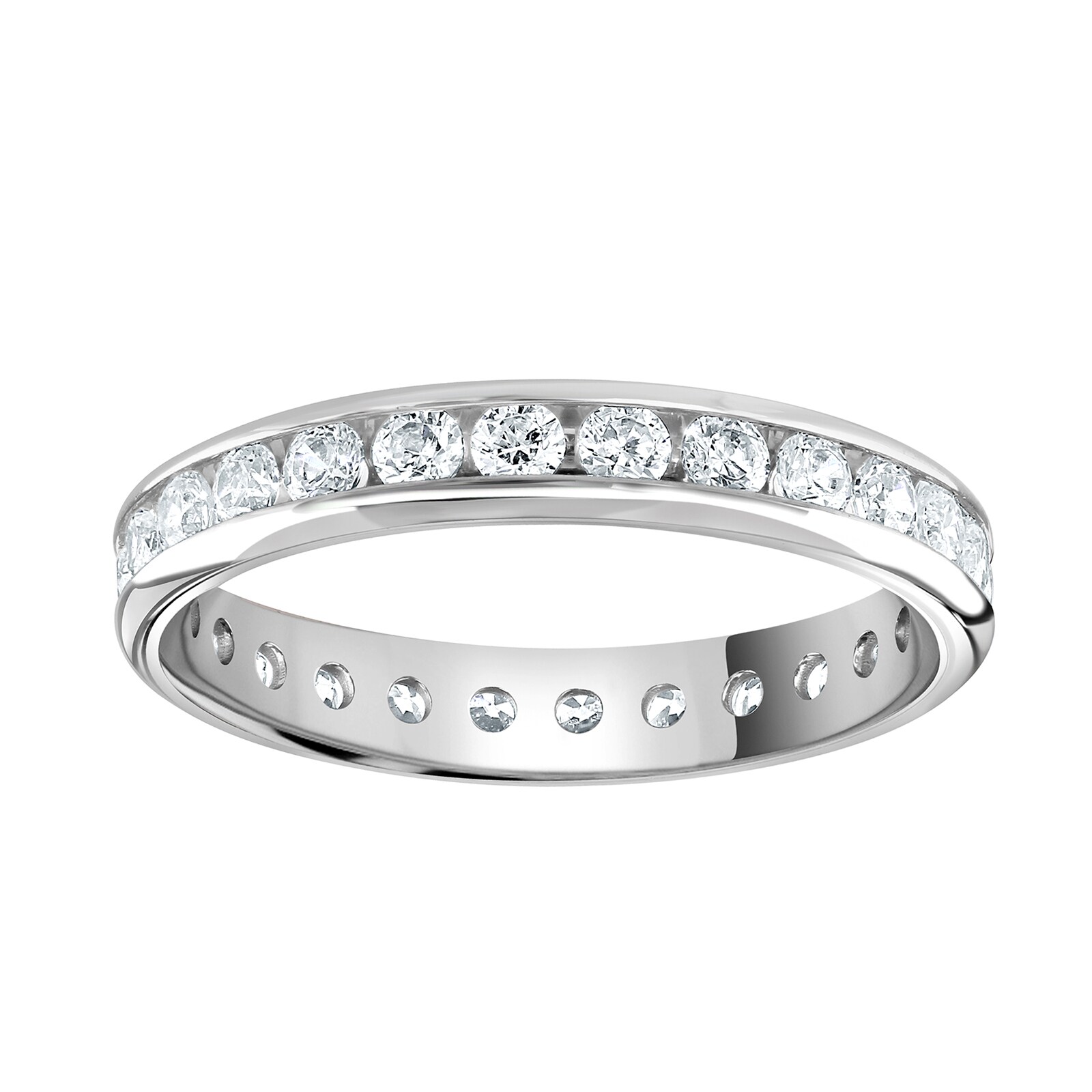 9ct White Gold 1.00cttw Brilliant Cut Channel Set Diamond Full Eternity Ring - Ring Size O