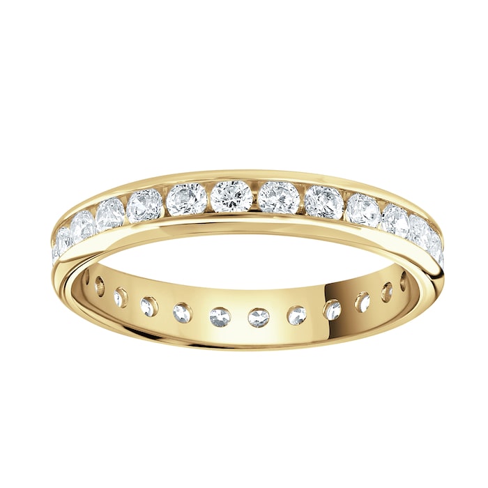 Goldsmiths 9ct Yellow Gold 1.00cttw Brilliant Cut Channel Set Diamond Full Eternity Ring