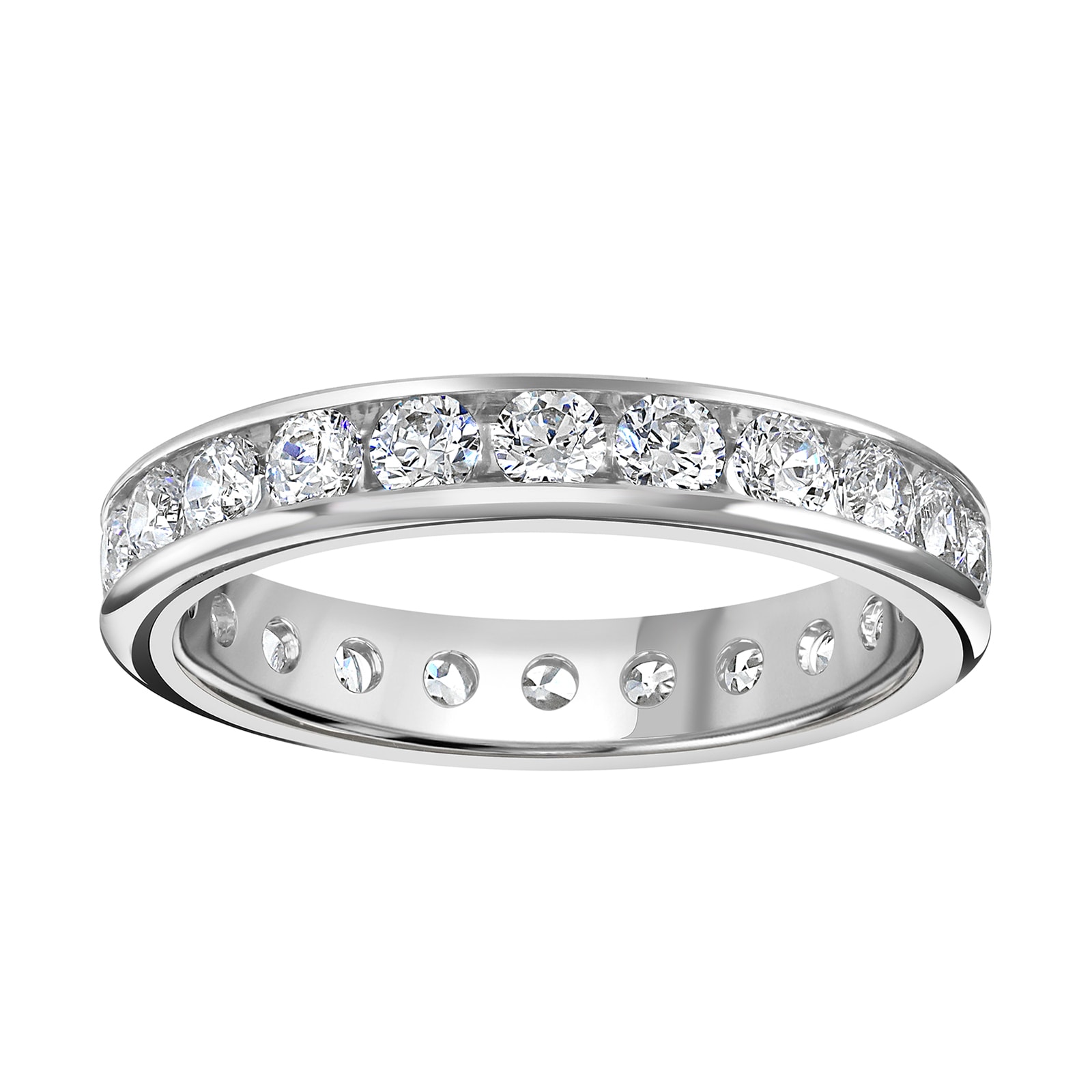 18ct White Gold 1.50cttw Brilliant Cut Channel Set Diamond Full Eternity Ring - Ring Size U