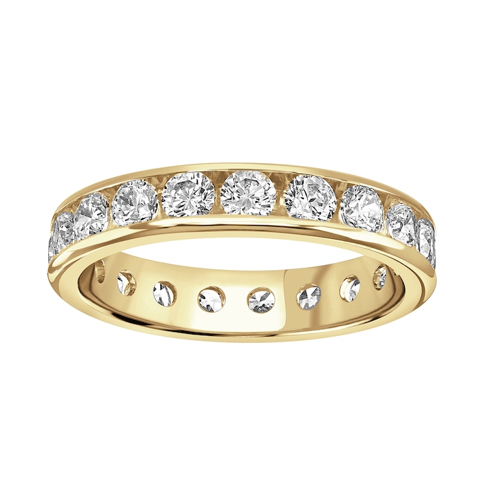 Goldsmiths 9ct Yellow Gold 2.00cttw Brilliant Cut Channel Set Diamond Full Eternity Ring