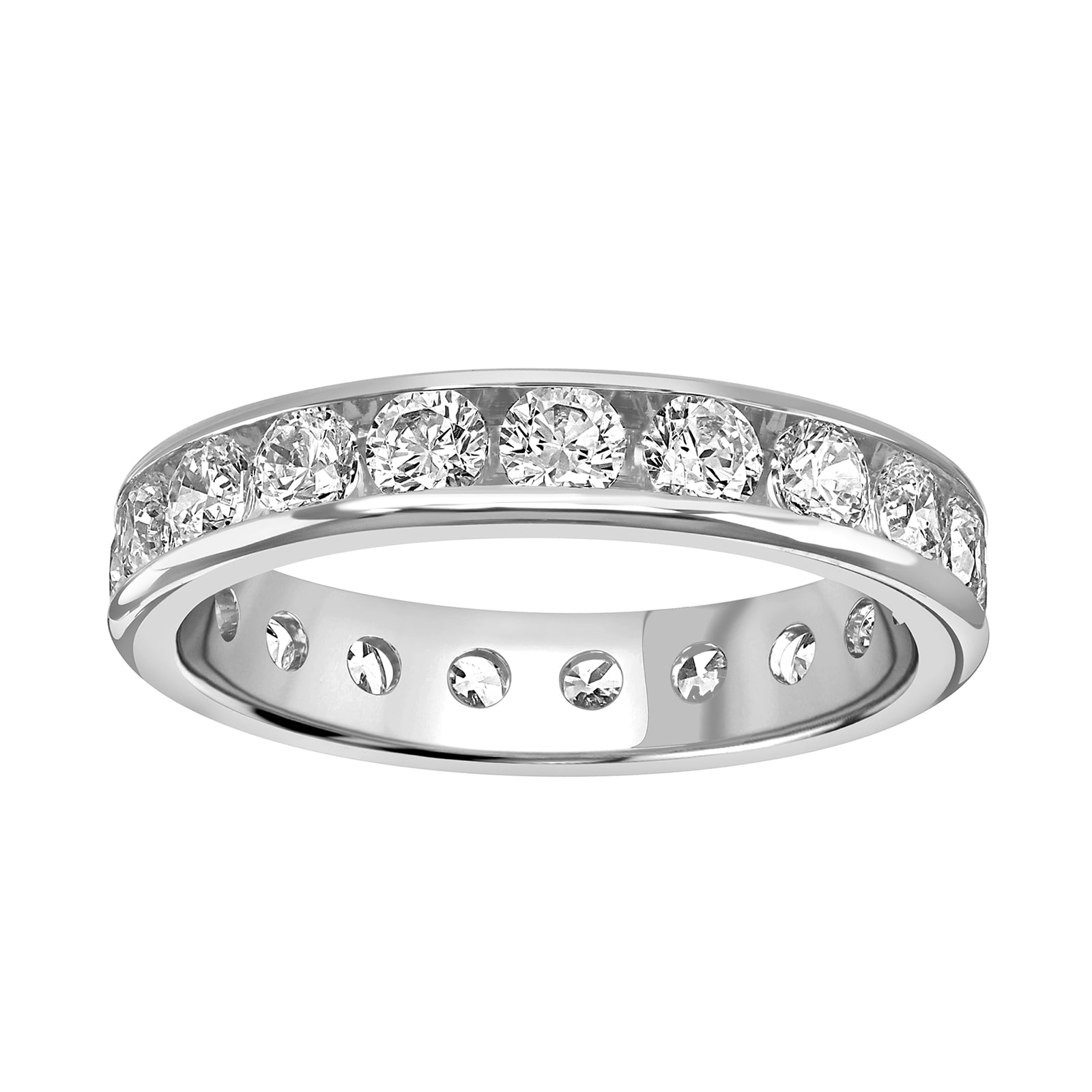 9ct White Gold 2.00cttw Brilliant Cut Channel Set Diamond Full Eternity Ring - Ring Size Q