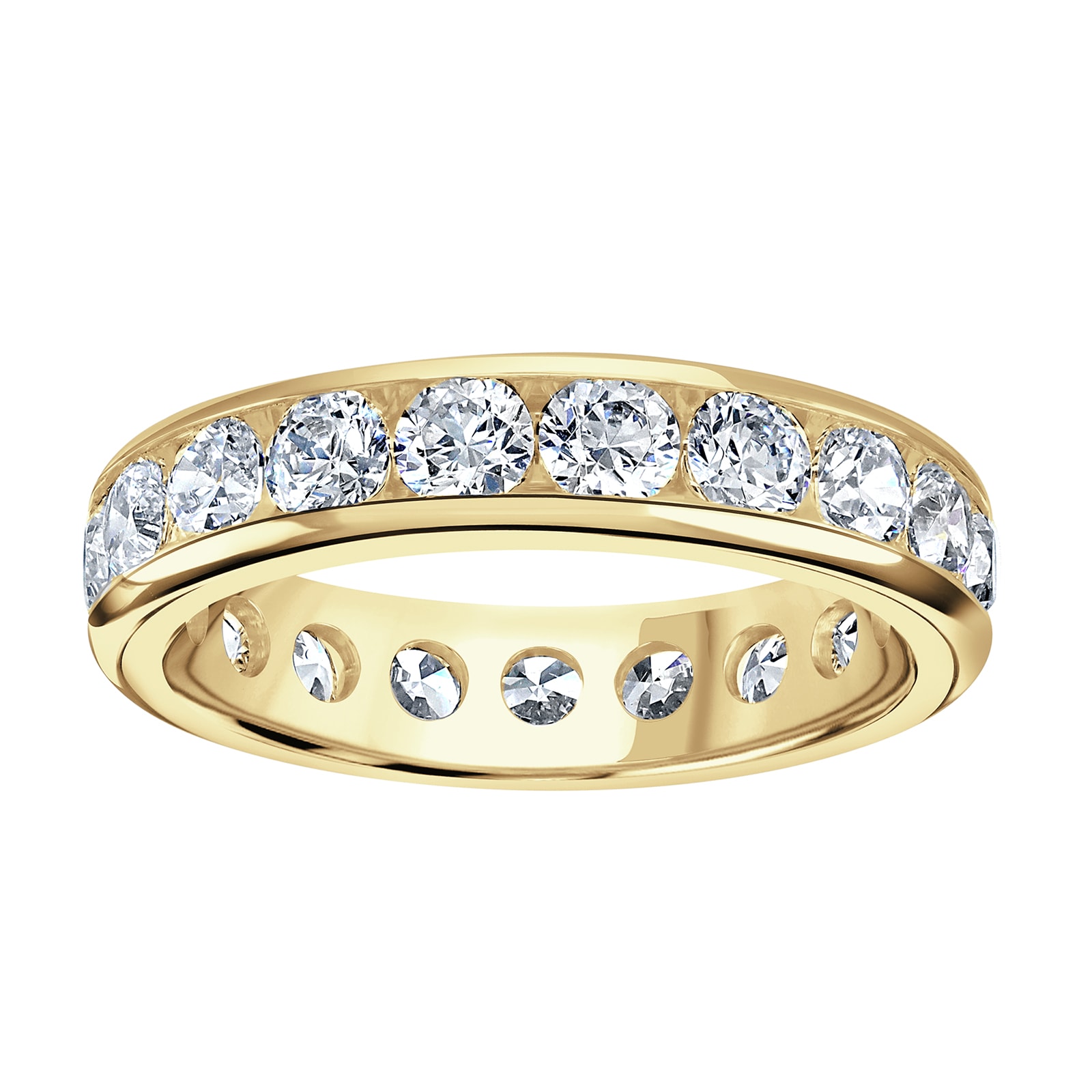 18ct Yellow Gold 2.50cttw Brilliant Cut Channel Set Diamond Full Eternity Ring - Ring Size F