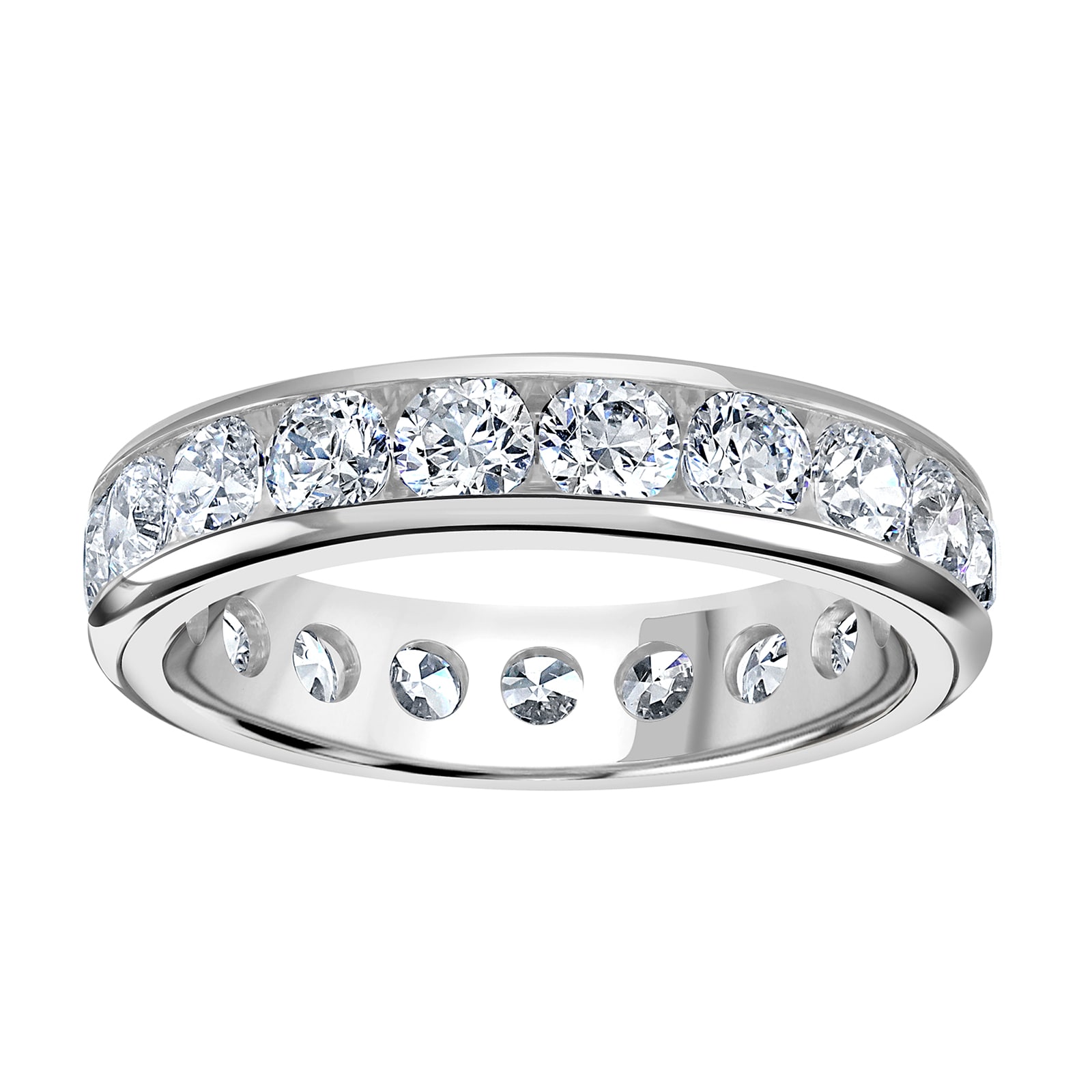 18ct White Gold 2.50cttw Brilliant Cut Channel Set Diamond Full Eternity Ring - Ring Size U
