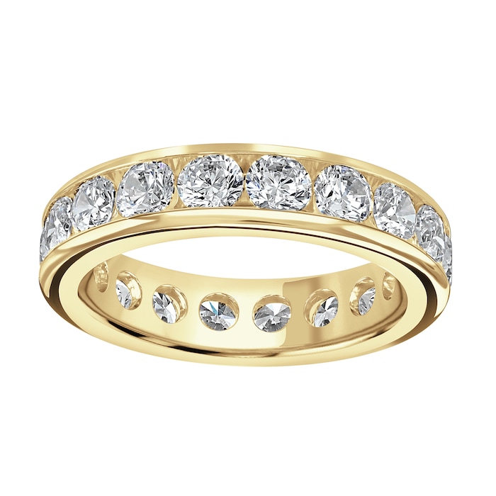 Goldsmiths 18ct Yellow Gold 3.14cttw Brilliant Cut Channel Set Diamond Full Eternity Ring