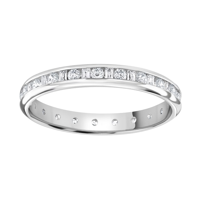 Goldsmiths 18ct White Gold 1.00cttw Channel Set Dot Dash Diamond Full Eternity Ring