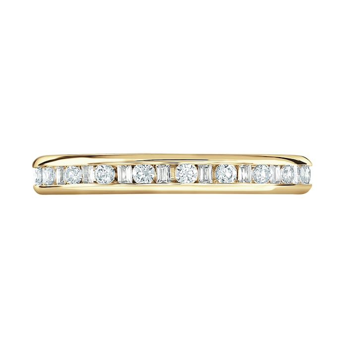 Goldsmiths 18ct Yellow Gold 1.00cttw Channel Set Dot Dash Diamond Full Eternity Ring