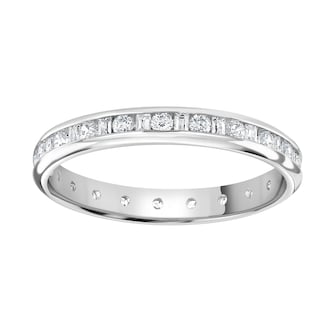 Goldsmiths Platinum 1.00cttw Channel Set Dot Dash Diamond Full Eternity Ring Goldsmiths Platinum 1.00cttw Channel Set Dot Dash Diamond Full Eternity Ring