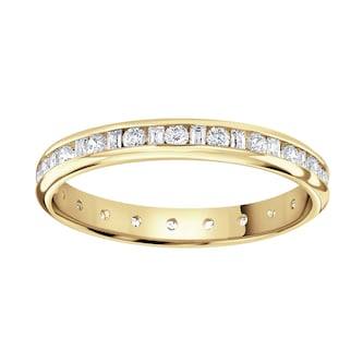 Goldsmiths 18ct Yellow Gold 1.00cttw Channel Set Dot Dash Diamond Full Eternity Ring Goldsmiths 18ct Yellow Gold 1.00cttw Channel Set Dot Dash Diamond Full Eternity Ring