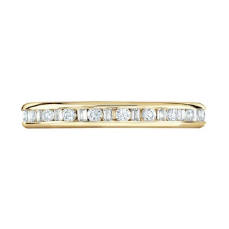 Goldsmiths 18ct Yellow Gold 1.00cttw Channel Set Dot Dash Diamond Full Eternity Ring Goldsmiths 18ct Yellow Gold 1.00cttw Channel Set Dot Dash Diamond Full Eternity Ring