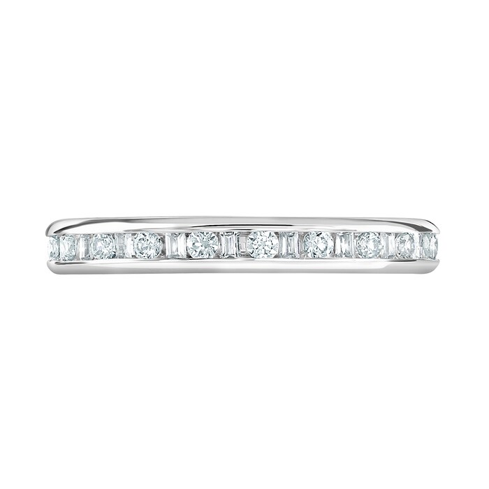 Goldsmiths 9ct White Gold 1.00cttw Channel Set Dot Dash Diamond Full Eternity Ring