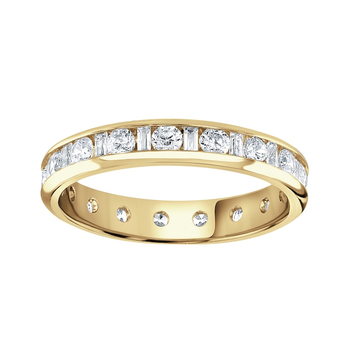 Goldsmiths 9ct Yellow Gold 1.50cttw Channel Set Dot Dash Diamond Full Eternity Ring