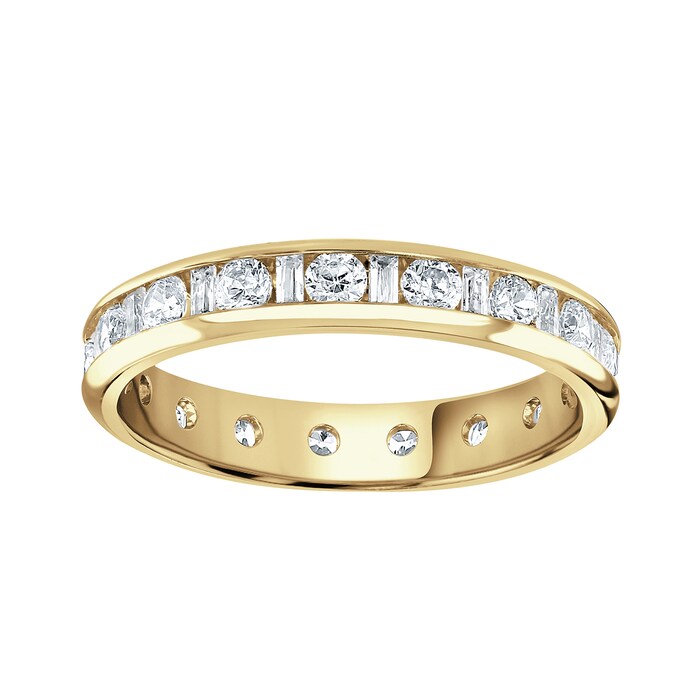 Goldsmiths 18ct Yellow Gold 1.50cttw Channel Set Dot Dash Diamond Full Eternity Ring