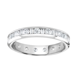 06507716 - Platinum 1.50cttw Channel Set Dot Dash Diamond Full Eternity Ring