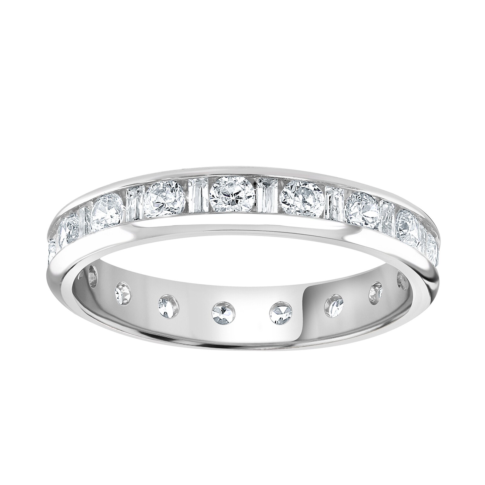 18ct White Gold 1.50cttw Channel Set Dot Dash Diamond Full Eternity Ring - Ring Size M