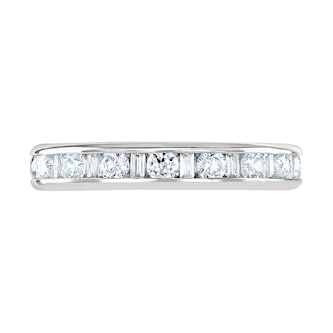 Goldsmiths 9ct White Gold 1.50cttw Channel Set Dot Dash Diamond Full Eternity Ring