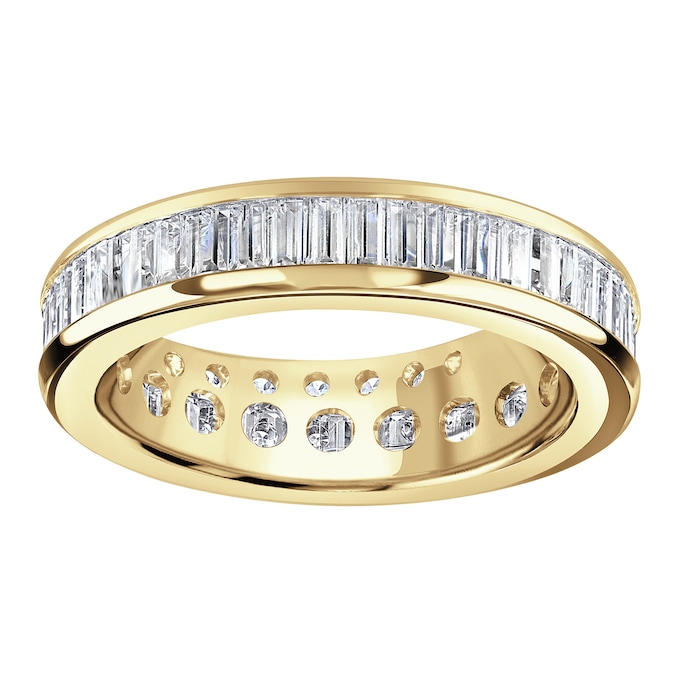 Goldsmiths 18ct Yellow Gold 2.05cttw Baguette Cut Channel Set Diamond Full Eternity Ring