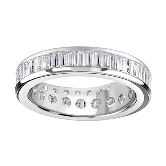 Goldsmiths 9ct White Gold 2.05cttw Baguette Cut Channel Set Diamond Full Eternity Ring Goldsmiths 9ct White Gold 2.05cttw Baguette Cut Channel Set Diamond Full Eternity Ring