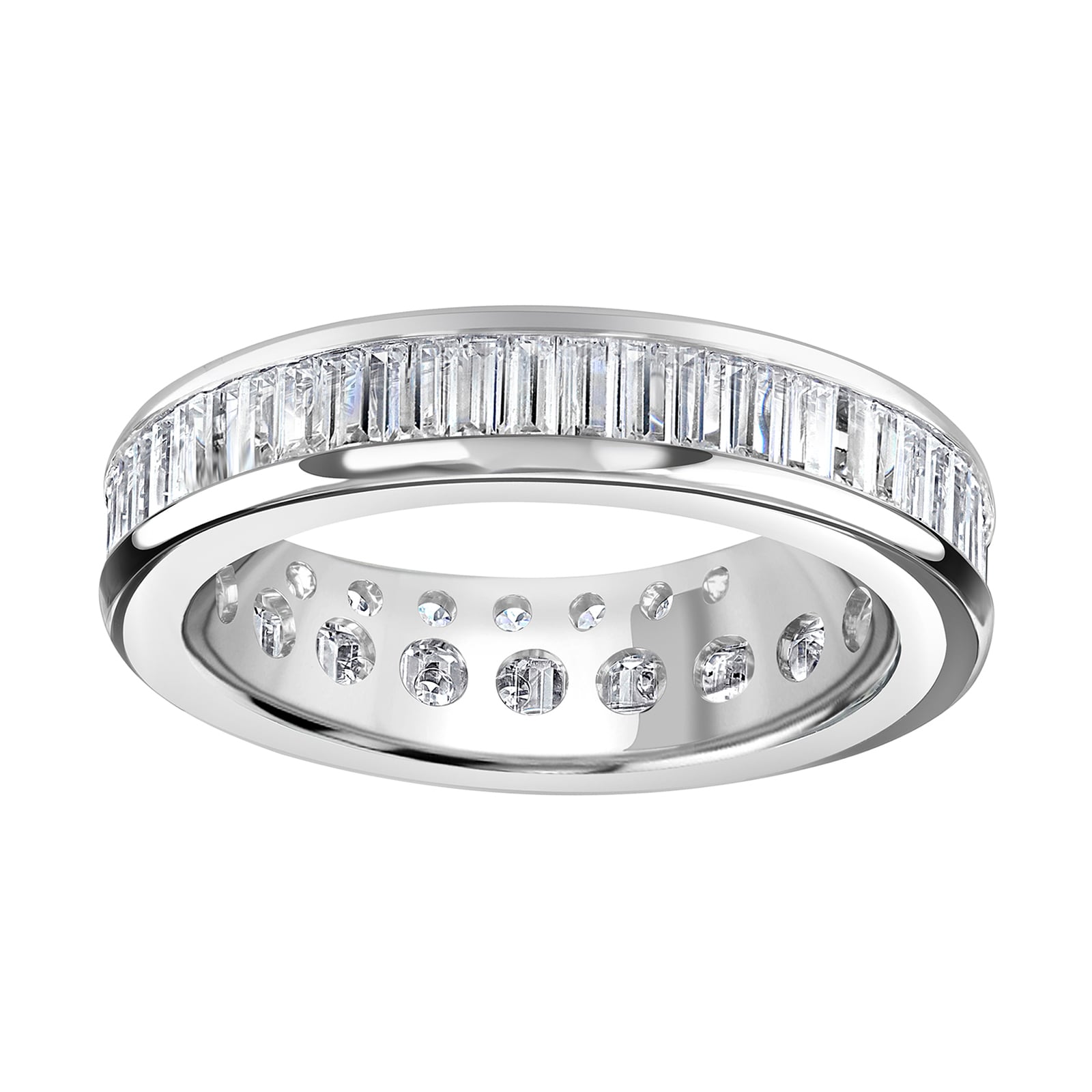 Platinum 2.05cttw Baguette Cut Channel Set Diamond Full Eternity Ring - Ring Size U