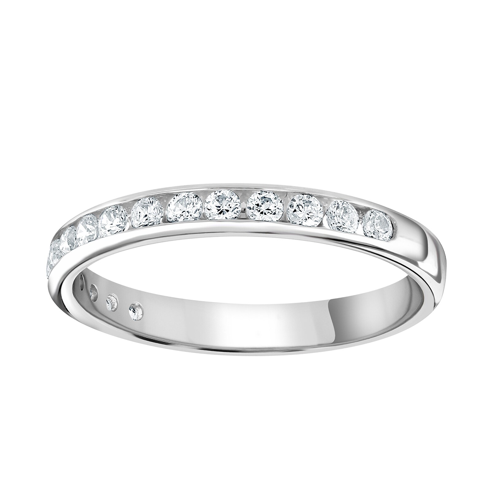 18ct White Gold 0.30 Carat Round Brilliant Cut Channel Set Half Eternity Ring - Ring Size F