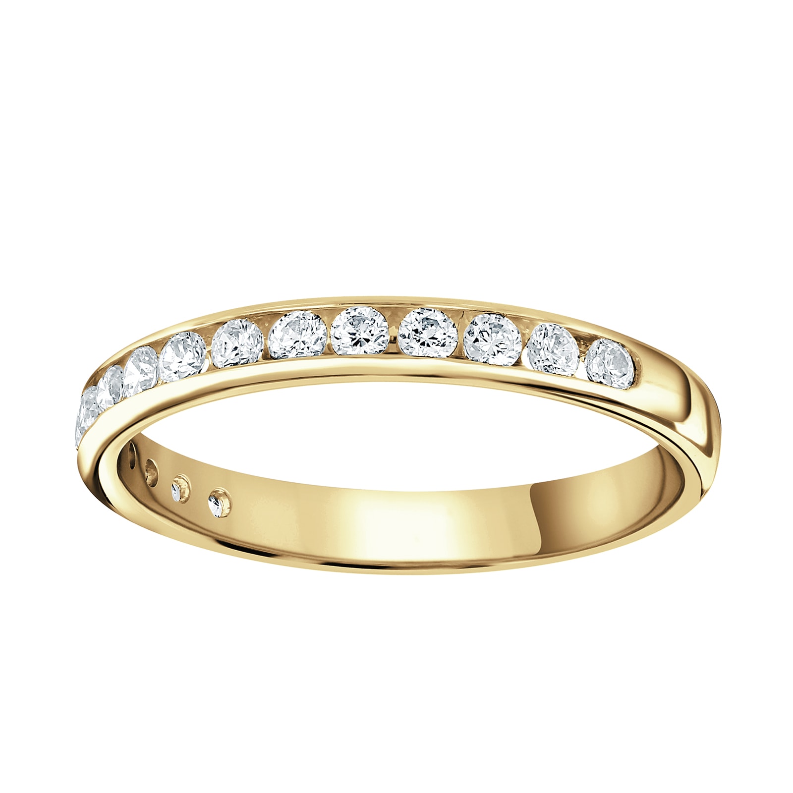 18ct Yellow Gold 0.30 Carat Round Brilliant Cut Channel Set Half Eternity Ring - Ring Size Z