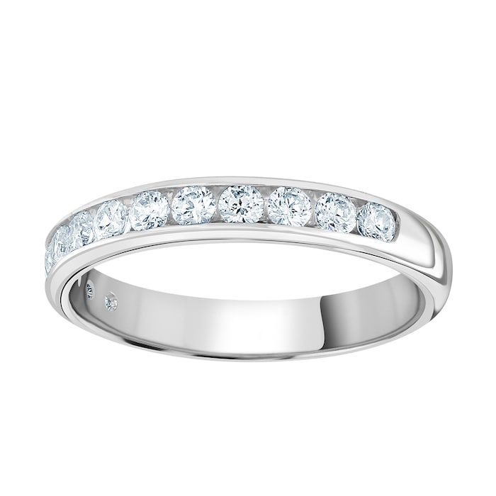 Goldsmiths 18ct White Gold 0.50cttw Brilliant Cut Channel Set Diamond Half Eternity Ring