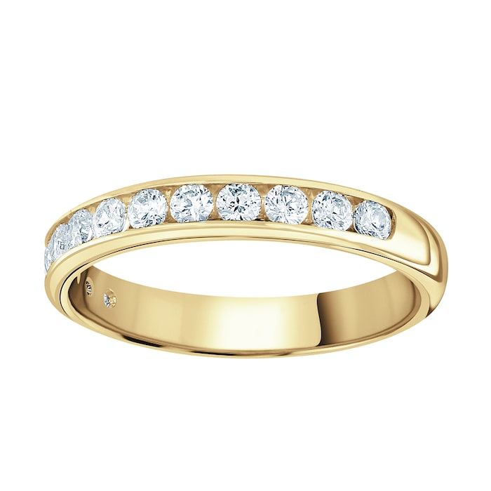 Goldsmiths 18ct Yellow Gold 0.50cttw Brilliant Cut Channel Set Diamond Half Eternity Ring