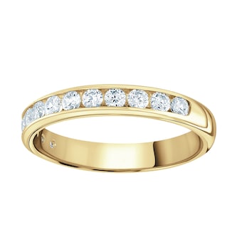 Goldsmiths 9ct Yellow Gold 0.50cttw Brilliant Cut Channel Set Diamond Half Eternity Ring