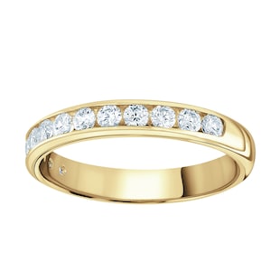 Goldsmiths 9ct Yellow Gold 0.50cttw Brilliant Cut Channel Set Diamond Half Eternity Ring
