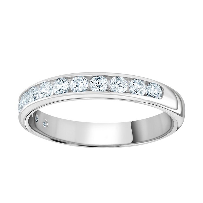 Goldsmiths 9ct White Gold 0.50cttw Brilliant Cut Channel Set Diamond Half Eternity Ring