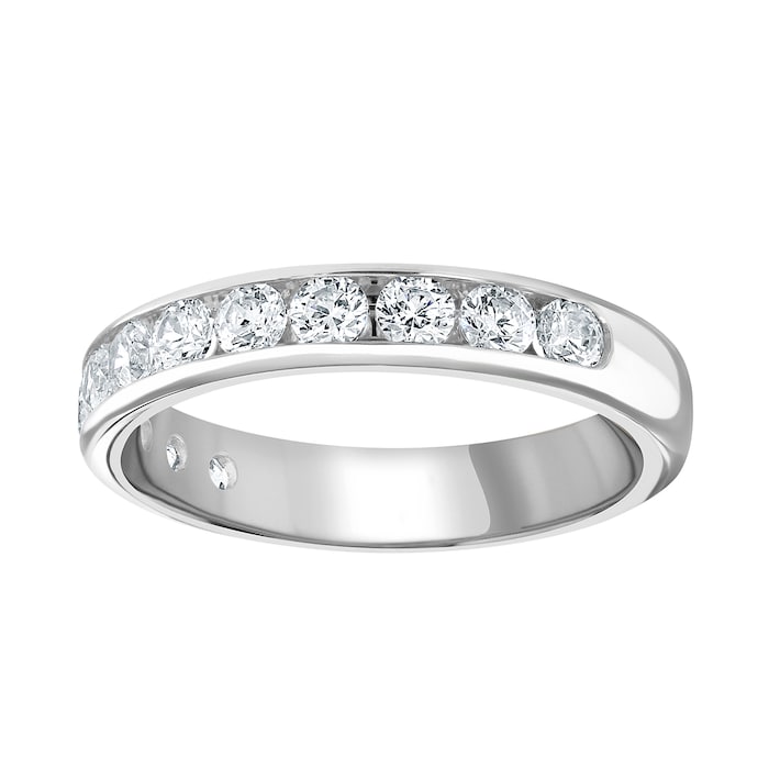 Goldsmiths 9ct White Gold 0.75cttw Brilliant Cut Channel Set Diamond Half Eternity Ring