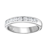 Goldsmiths 9ct White Gold 0.75cttw Brilliant Cut Channel Set Diamond Half Eternity Ring