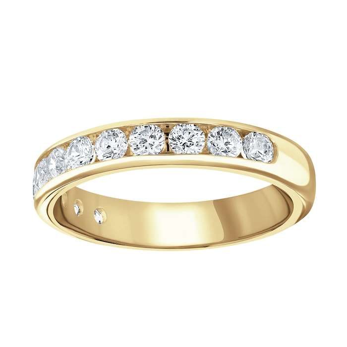 Goldsmiths 9ct Yellow Gold 0.75cttw Brilliant Cut Channel Set Diamond Half Eternity Ring