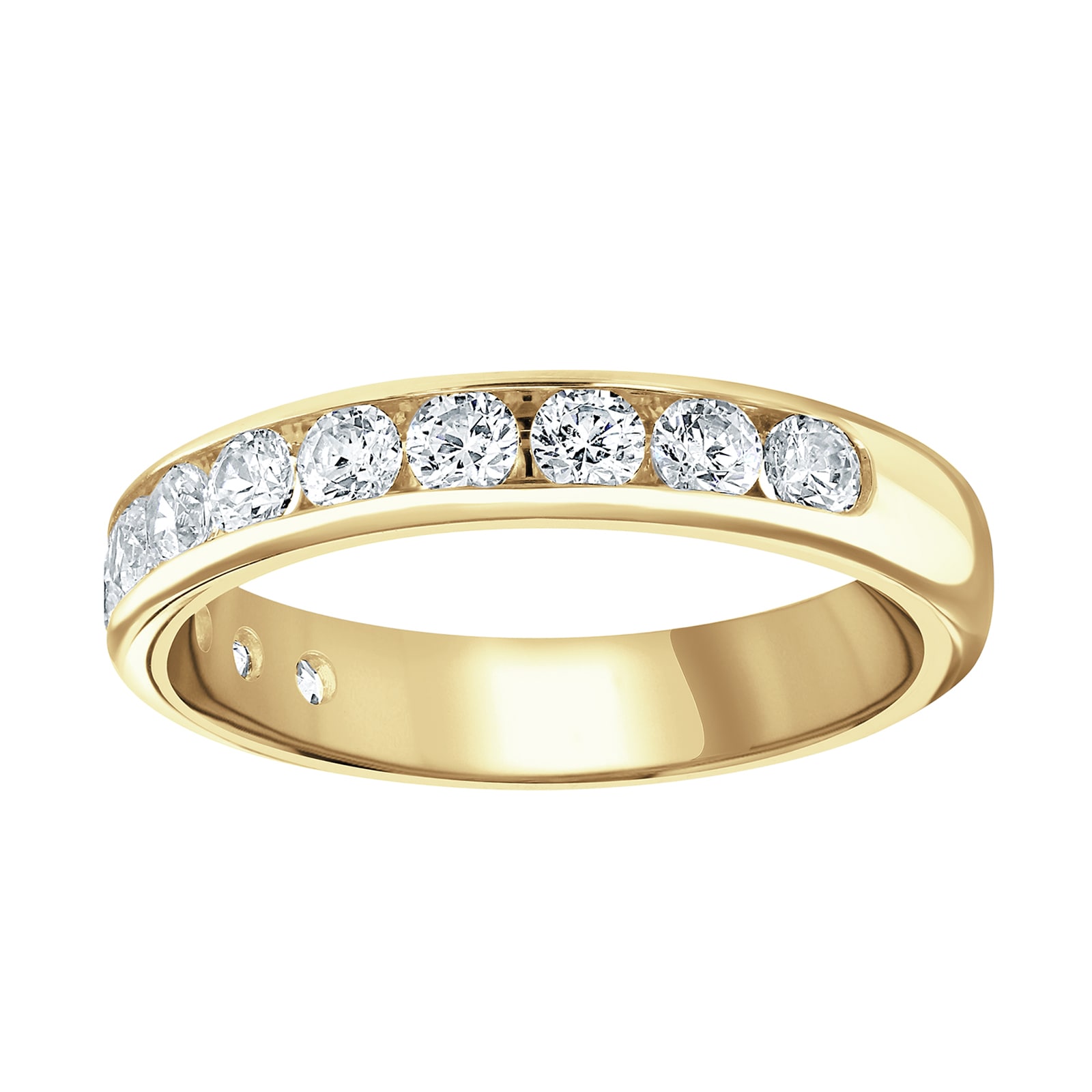 Goldsmiths 9ct Yellow Gold 0.75cttw Brilliant Cut Channel Set Diamond Half Eternity Ring