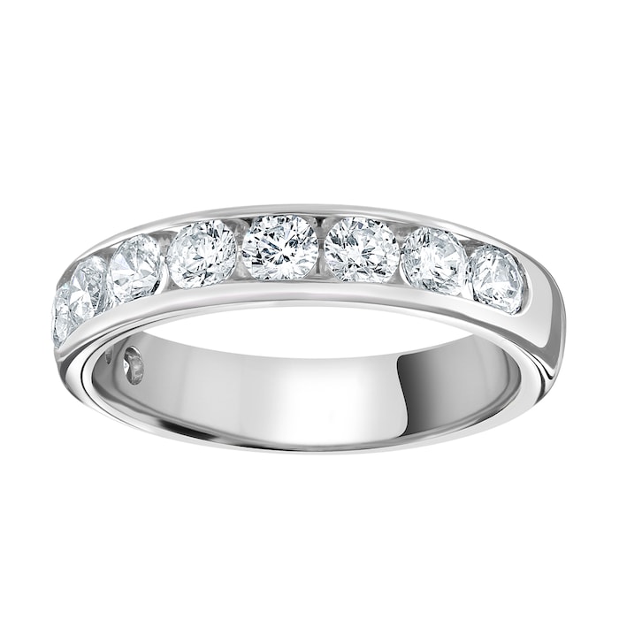 Goldsmiths 9ct White Gold 1.00cttw Brilliant Cut Channel Set Diamond Half Eternity Ring