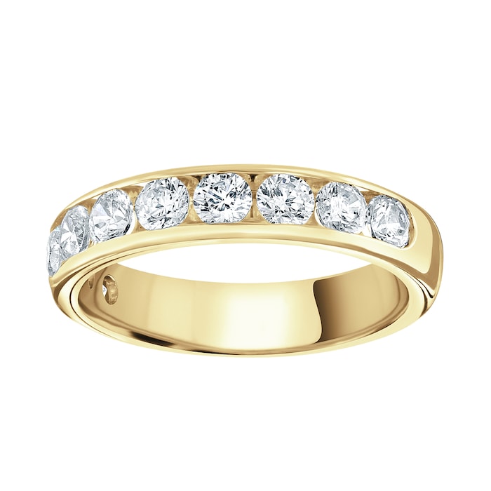 Goldsmiths 18ct Yellow Gold 1.00cttw Brilliant Cut Channel Set Diamond Half Eternity Ring