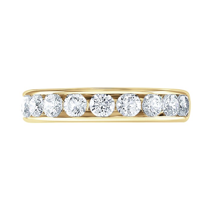 Goldsmiths 18ct Yellow Gold 1.00cttw Brilliant Cut Channel Set Diamond Half Eternity Ring