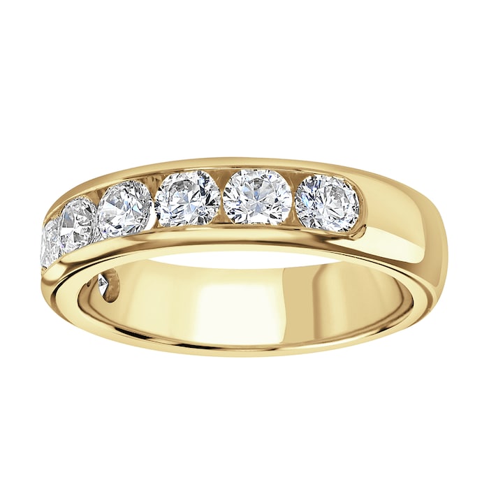 Goldsmiths 18ct Yellow Gold 1.50cttw Brilliant Cut Channel Set Diamond Half Eternity Ring