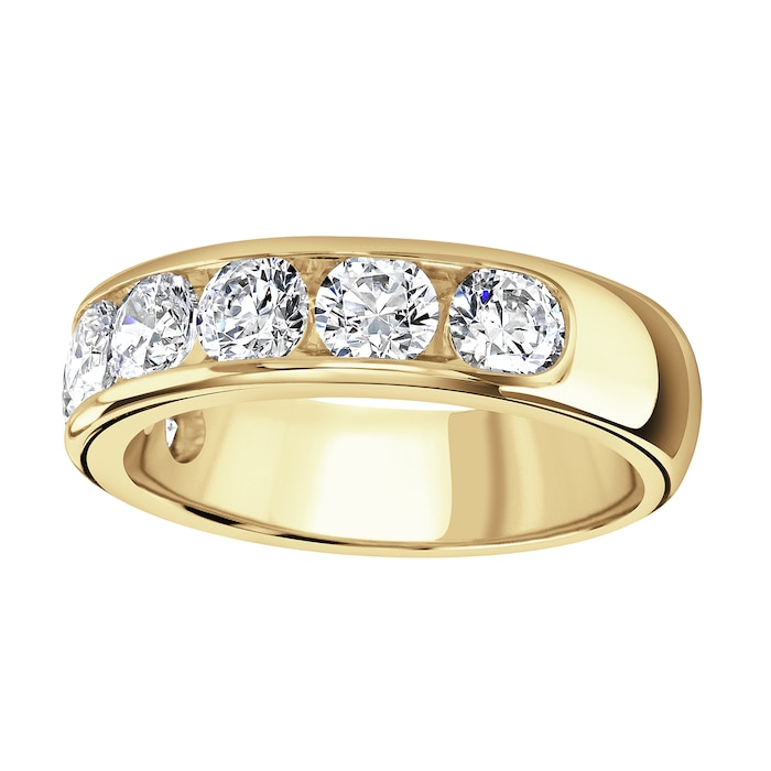 Goldsmiths 18ct Yellow Gold 2.15cttw Brilliant Cut Channel Set Diamond Half Eternity Ring