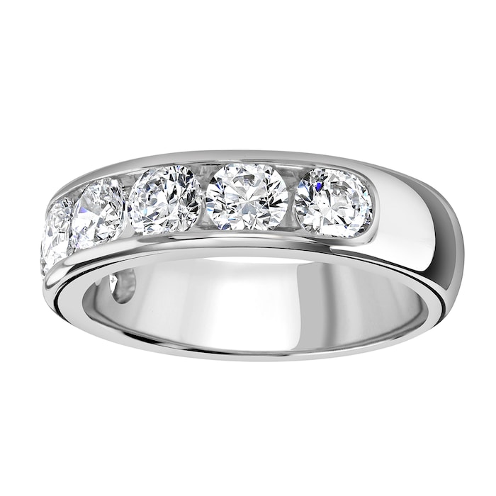 Goldsmiths 9ct White Gold 2.15cttw Brilliant Cut Channel Set Diamond Half Eternity Ring