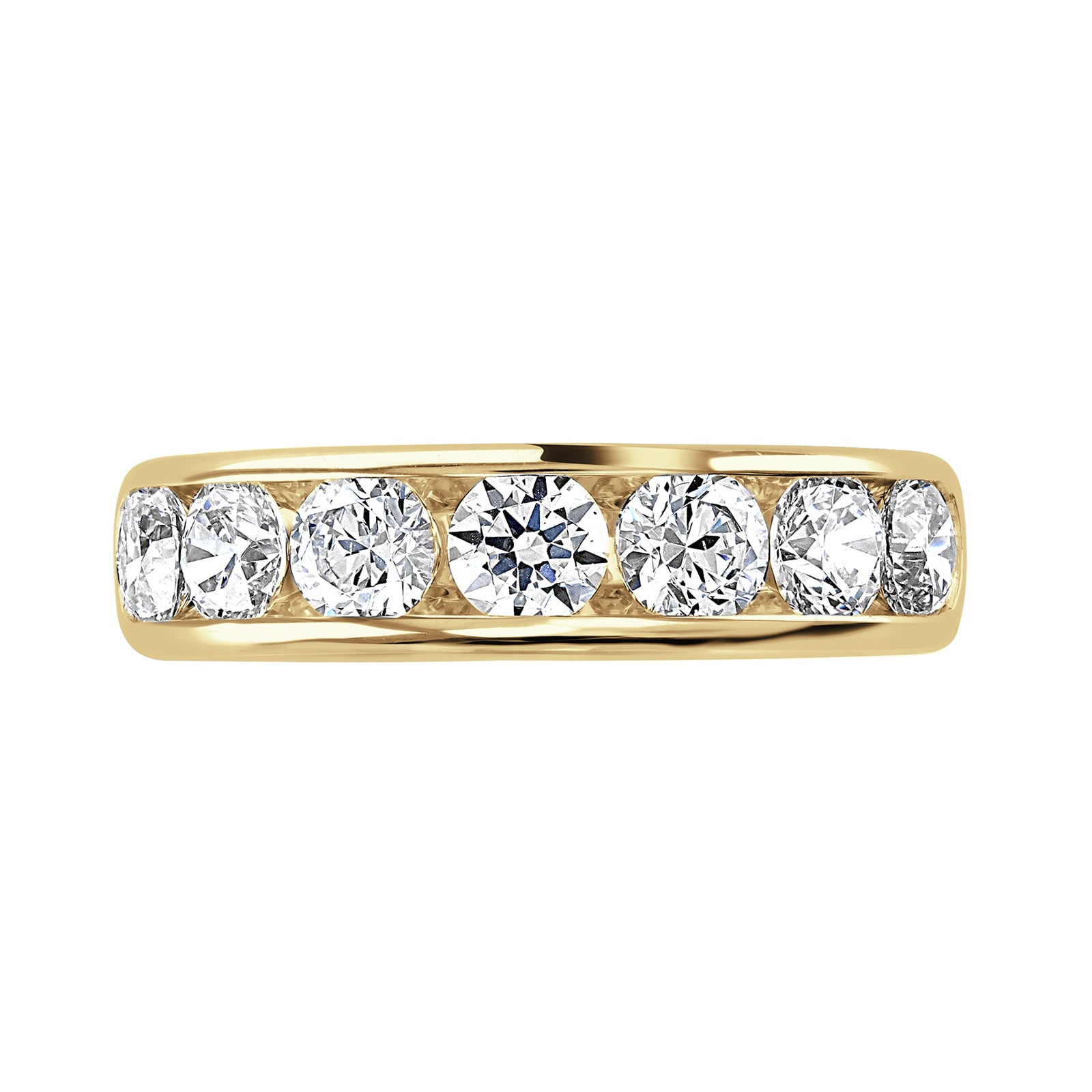 Goldsmiths 18ct Yellow Gold 2.15cttw Brilliant Cut Channel Set Diamond Half Eternity Ring