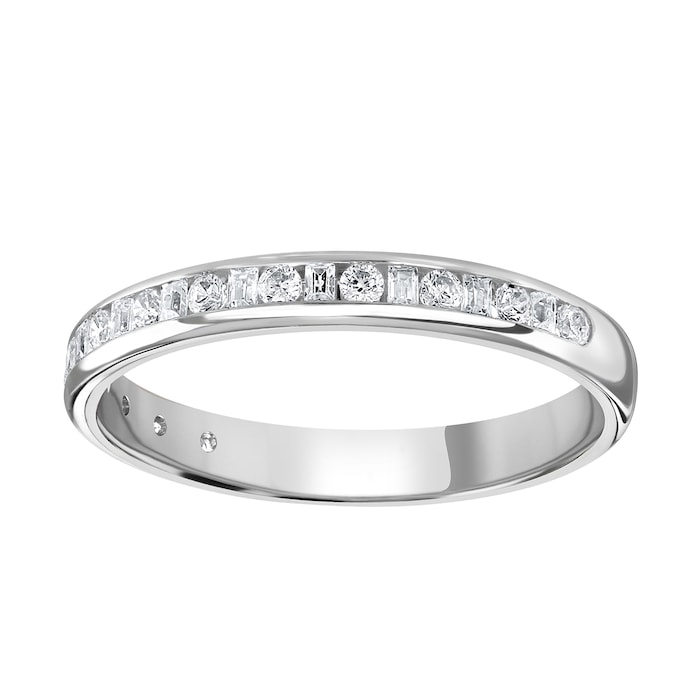 Goldsmiths 9ct White Gold 0.25cttw Channel Set Dot Dash Diamond Half Eternity Ring