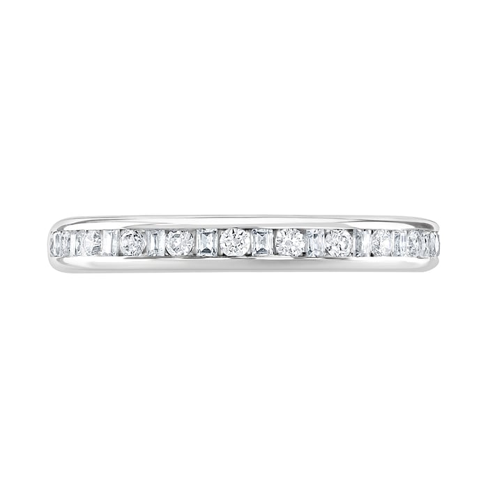 Goldsmiths 9ct White Gold 0.25cttw Channel Set Dot Dash Diamond Half Eternity Ring