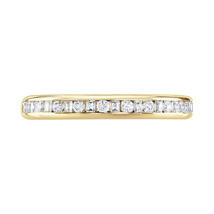 Goldsmiths 9ct Yellow Gold 0.25cttw Channel Set Dot Dash Diamond Half Eternity Ring