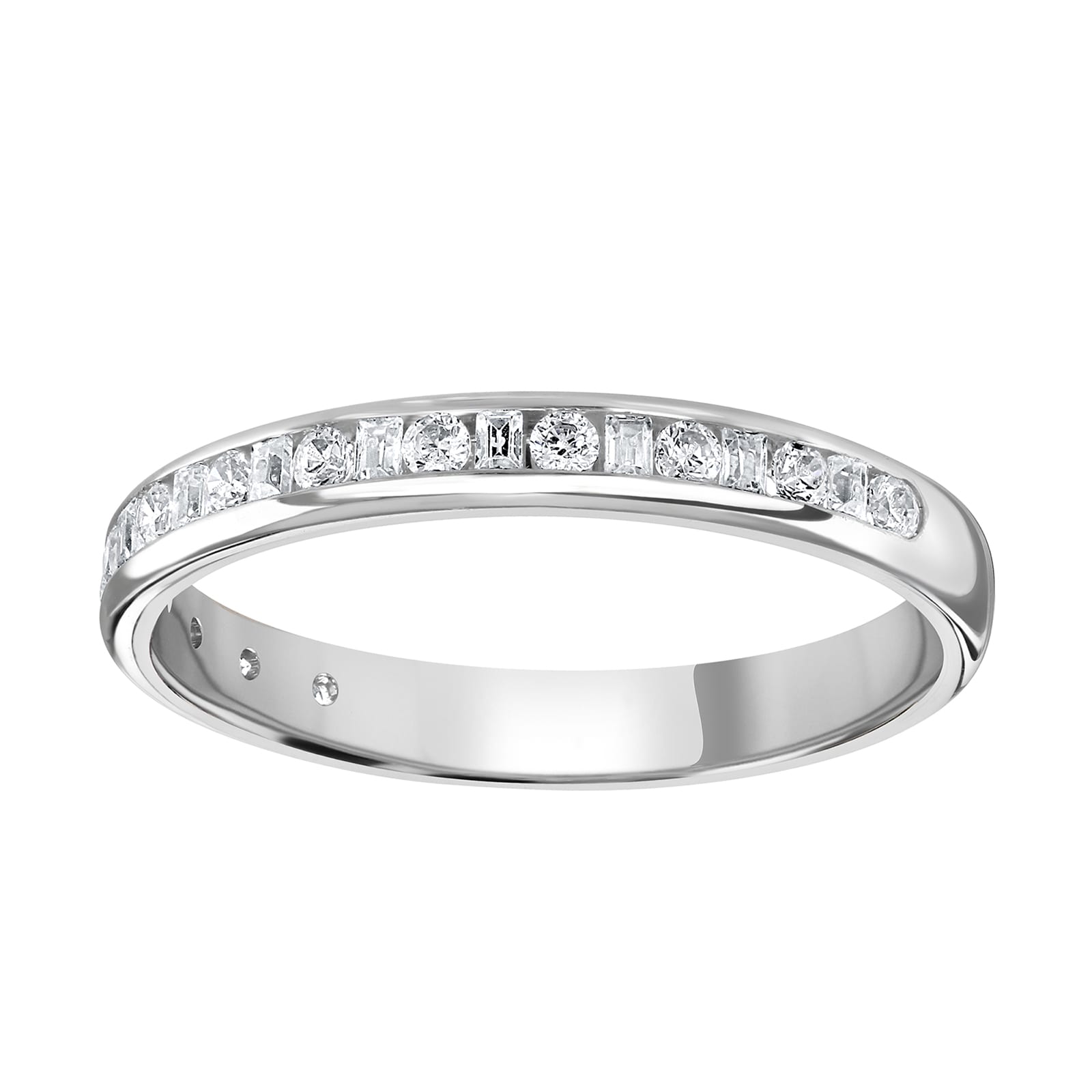 Goldsmiths 18ct White Gold 0.25cttw Channel Set Dot Dash Diamond Half Eternity Ring Goldsmiths 18ct White Gold 0.25cttw Channel Set Dot Dash Diamond Half Eternity Ring